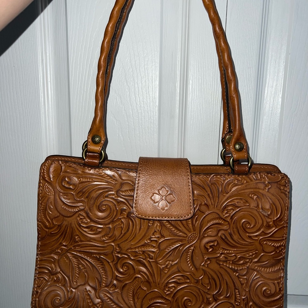 Patricia Nash Brown Tooled Leather Shoulder Bag